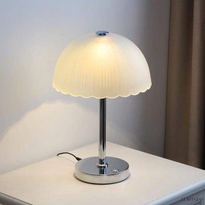 Minimalistyczna lampa nocna szklana z kloszem w kształcie grzyba