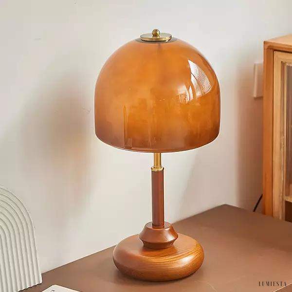 Lampka nocna vintage szklana brązowa z kopułą 50 cm