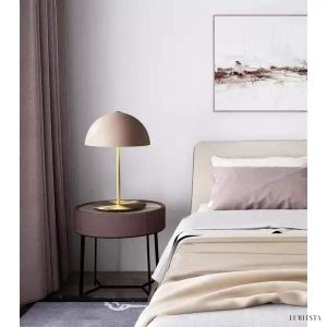 Lampa stołowa Hanna różowa z kopułowym kloszem