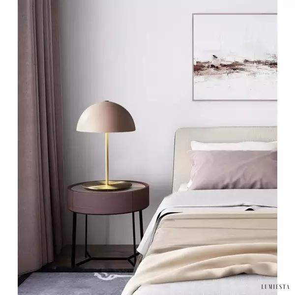 Lampa stołowa Hanna różowa z kopułowym kloszem