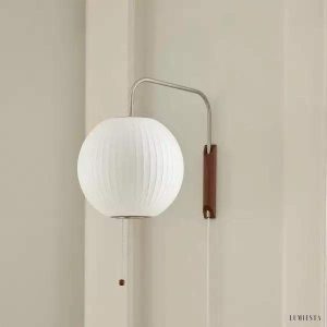 Lampa ścienna Nelson z okrągłym kloszem z jedwabiu