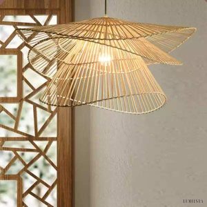 Rattan pendant lamp in rustic style