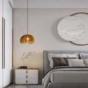 Wooden Pumpkin Pendant Lamp in Rustic Elegance Style