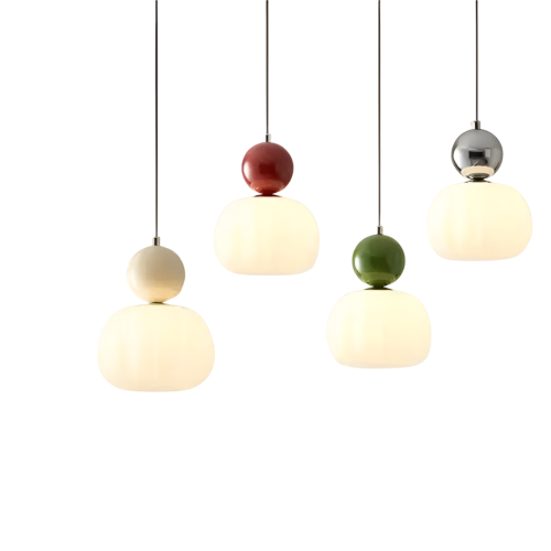 Lampa wisząca Art Deco w kremowym stylu Bauhaus, wielokolorowa, 1-punktowa, Ø16cm