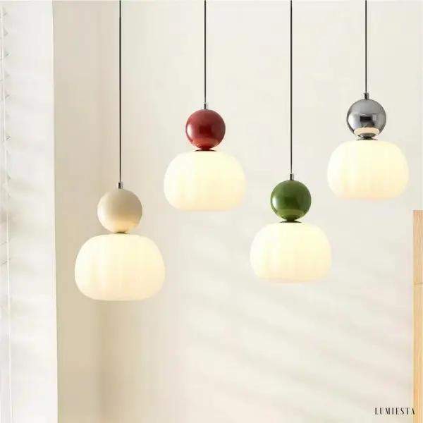Art Deco pendant lamp in cream Bauhaus style, multicolored, 1-light, Ø16cm