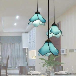 Lampa wisząca szklana w kształcie kwiatu vintage