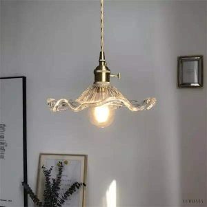 Retro glass pendant lamp with hibiscus flower 23 cm