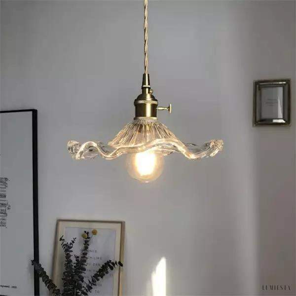 Retro glass pendant lamp with hibiscus flower 23 cm