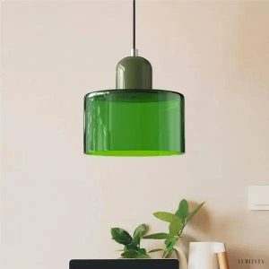 Mondi - detal klosza i smukłego mocowania lampy wiszącej
