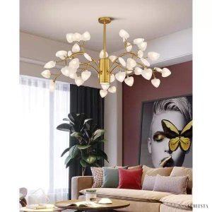 Złota lampa wisząca HEART, profil serca i smukłe metalowe ramiona