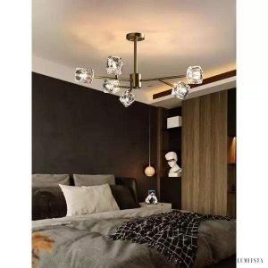 Lampa żyrandol kryształowy w stylu nowoczesnym złota