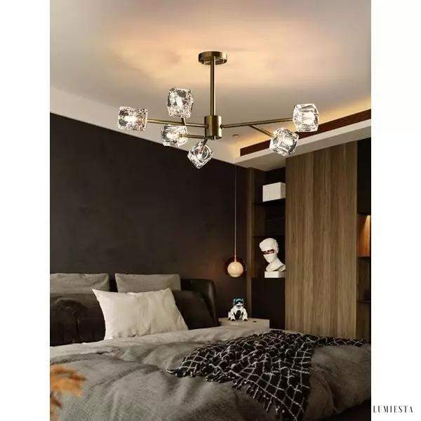 Lampa żyrandol kryształowy w stylu nowoczesnym złota