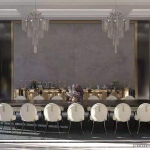 Lampa wisząca Stream z metalowych łańcuchów niklowana 60cm