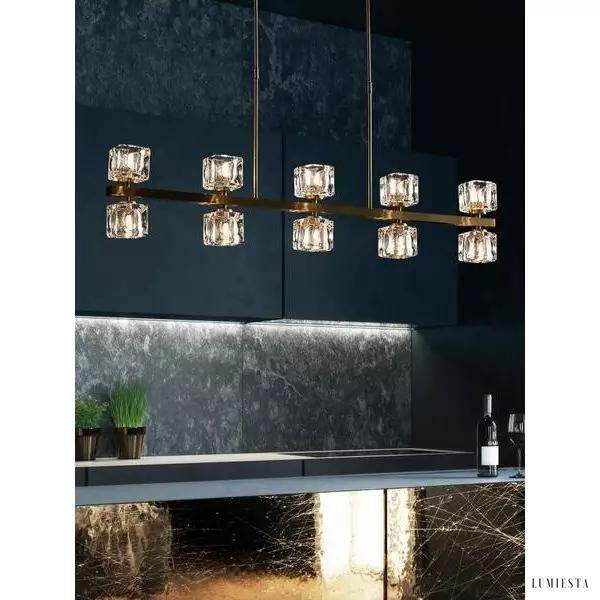 Lampa wisząca kryształowa w stylu minimalistycznym złota