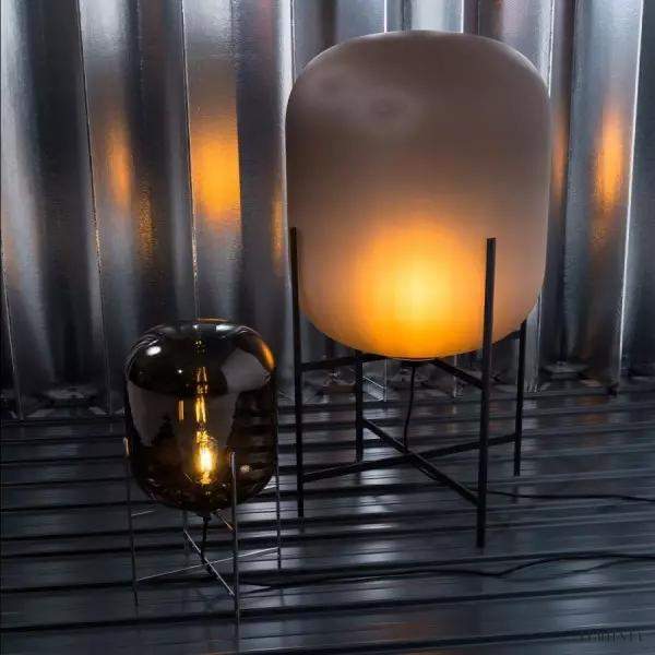 Oda - Lampa podłogowa szklana kula na metalowej podstawie,  Ø26/37/48cm