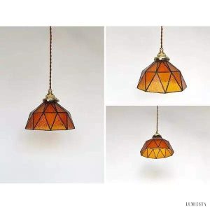 Lampa wisząca vintage z ręcznie robionymi szklanymi kloszami