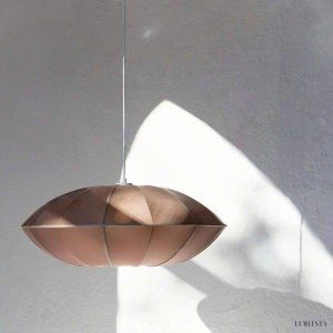 Aria - Bubble fabric pendant lamp in white-black/brown-black, Ø40/50/60cm