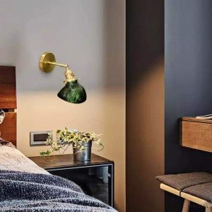 Lampka ścienna retro z mosiądzu i szkła stylowa dekoracja