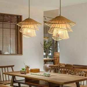 Rattan pendant lamp in rustic style