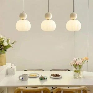 Art Deco pendant lamp in cream Bauhaus style, multicolored, 1-light, Ø16cm
