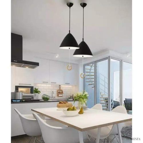 Stożkowa lampa wisząca z serii Macaron w kolorze żółtym