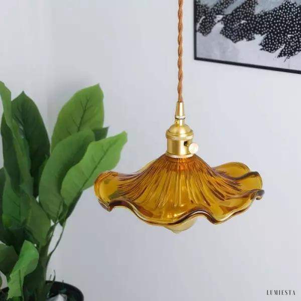 Retro glass pendant lamp with hibiscus flower 23 cm