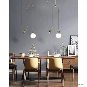 Nowoczesna lampa wisząca w kształcie koła mosiężna i szklana