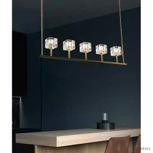 Lampa wisząca kryształowa w stylu minimalistycznym złota
