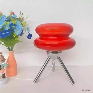 Lampa stołowa Bauhaus z szklanym kloszem na trójnogu