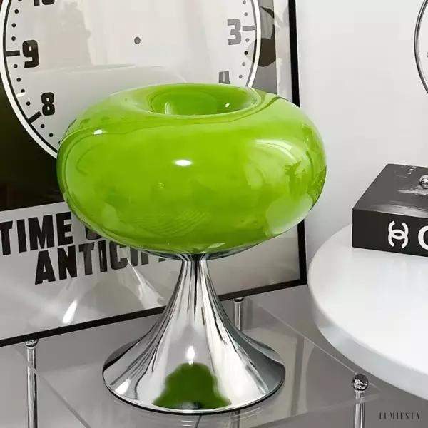 Lampa nocna Apple Glass w stylu Bauhaus z okrągłym kloszem