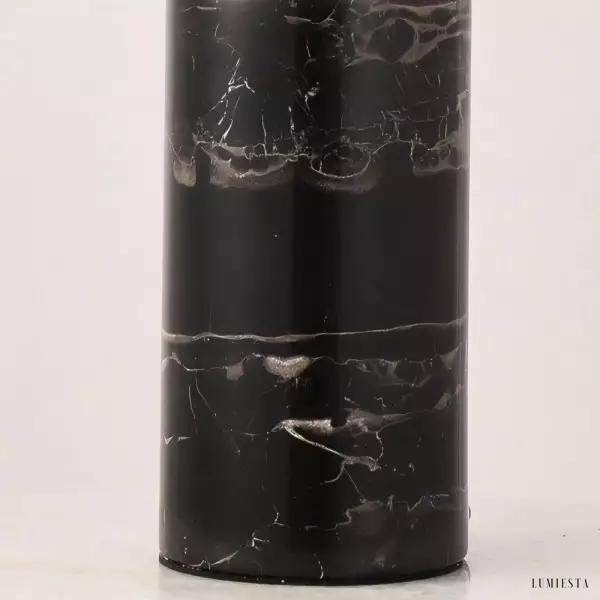 Lampa stołowa cylindryczna z marmurową podstawą i złotymi akcentami