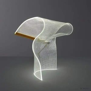 Spiralna lampa stołowa GWEILO z przezroczystego tworzywa, subtelne załamania światła