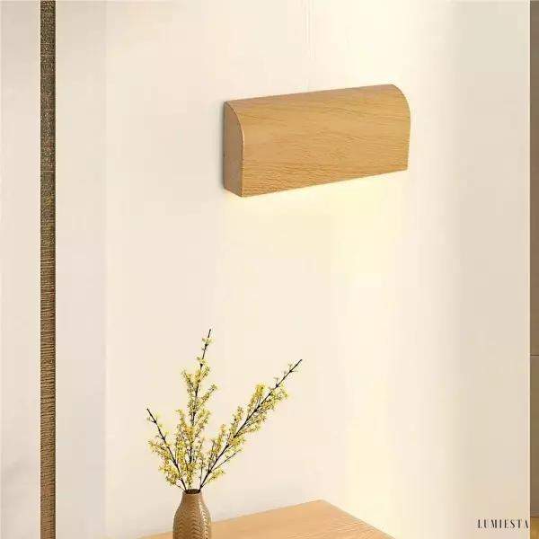 Nowoczesna minimalistyczna lampa ścienna prostokątna z drewna