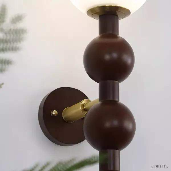 Lampa ścienna w kształcie gourd z drewna styl rustykalny