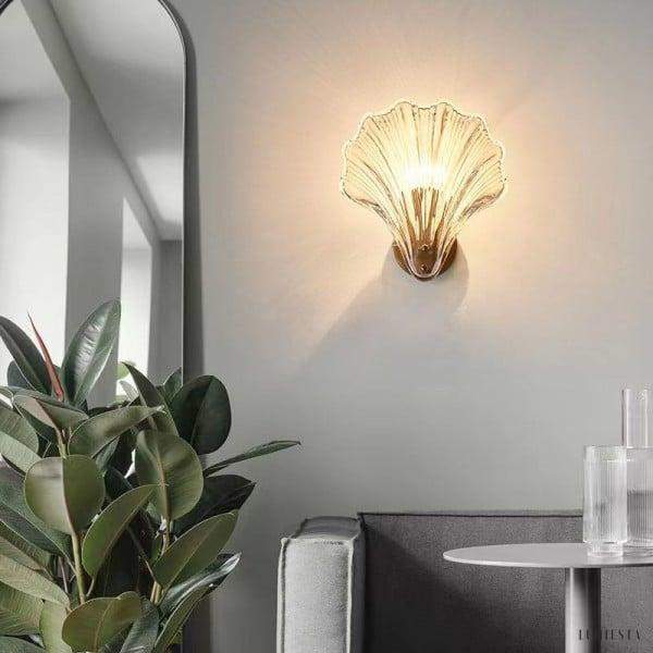 Coque - kinkiet szklany w stylu włoskim w kształcie muszli, 2 warianty, 20x22cm