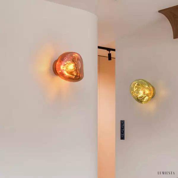 Eloru - Lampa ścienna z eleganckim szkłem w kształcie stopionego szkła, Ø18/28cm