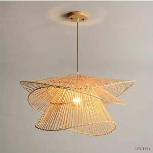 Rattan pendant lamp in rustic style