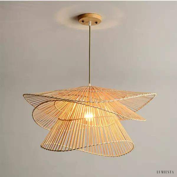 Rattan pendant lamp in rustic style