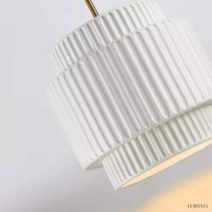 Kremowa lampa wisząca bębnowa z żywicy eleganckie oświetlenie