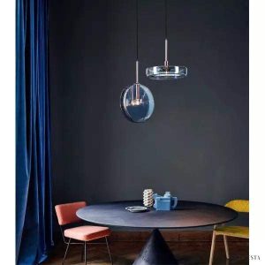 Dark blue glass pendant lamp modern design
