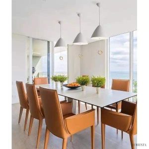 Stożkowa lampa wisząca z serii Macaron w kolorze żółtym