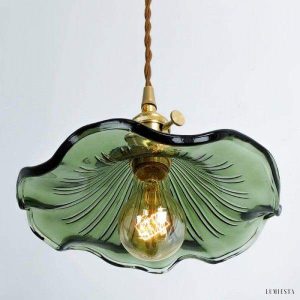 Retro glass pendant lamp with hibiscus flower 23 cm