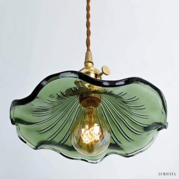 Retro glass pendant lamp with hibiscus flower 23 cm