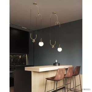 Nowoczesna lampa wisząca w kształcie koła mosiężna i szklana