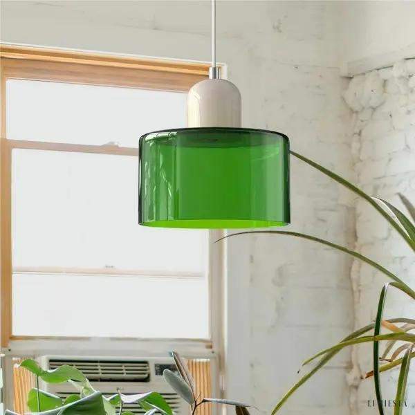 Mondi - szklana lampa wisząca cylindryczna widziana z boku