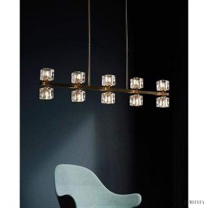 Lampa wisząca kryształowa w stylu minimalistycznym złota