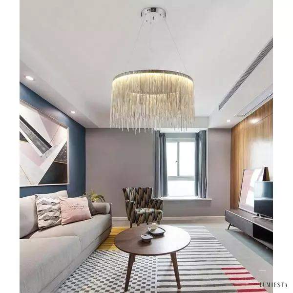 Nowoczesny żyrandol z łańcuchami aluminiowymi do salonu