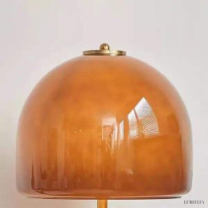 Lampka nocna vintage szklana brązowa z kopułą 50 cm