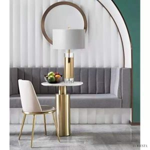 Lampa stołowa Parker w stylu nowoczesnym z białym kloszem