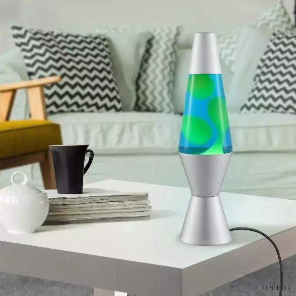 Lampa lawowa klasyczna z metalowym wykończeniem niebieska